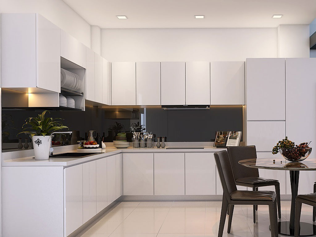 Tủ bếp acrylic tiết kiệm không gian cho căn chung cư